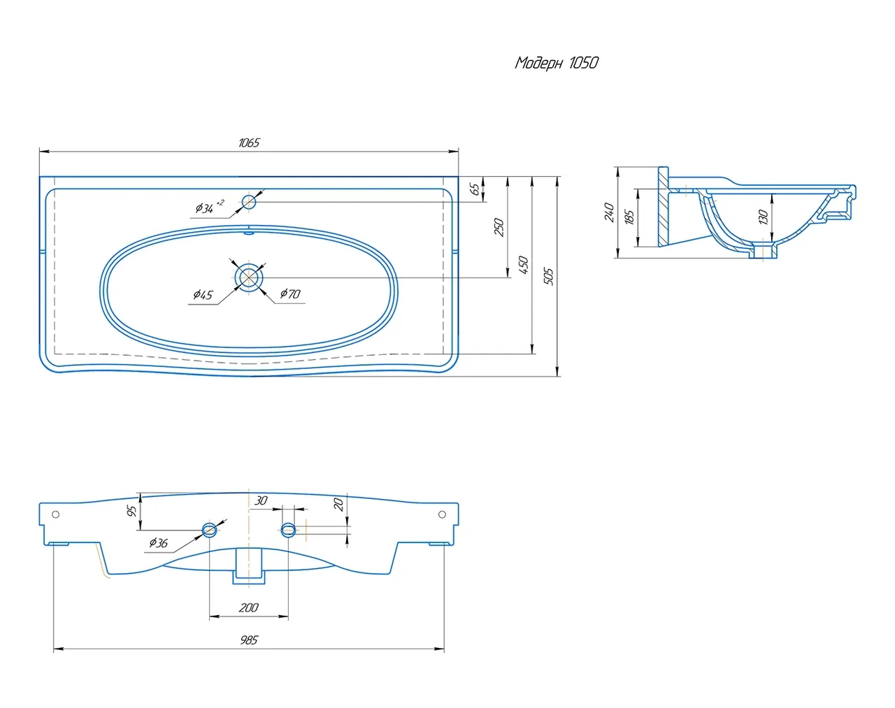Раковина KIROVIT Модерн 1050 мебельная белый (Вн Крв32) 4640021063583 — фото 4, Раковины