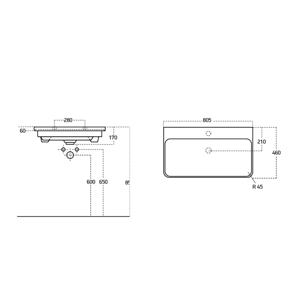 Умывальник LUXURY 80, Dreja 11080-KL — фото 2, Раковины