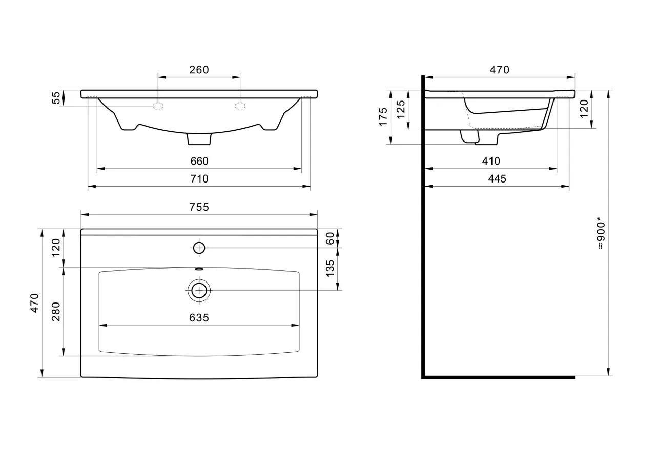 Раковина SANTEK Элина 75 мебельная белый (WH501619) — фото 15, Раковины подвесные