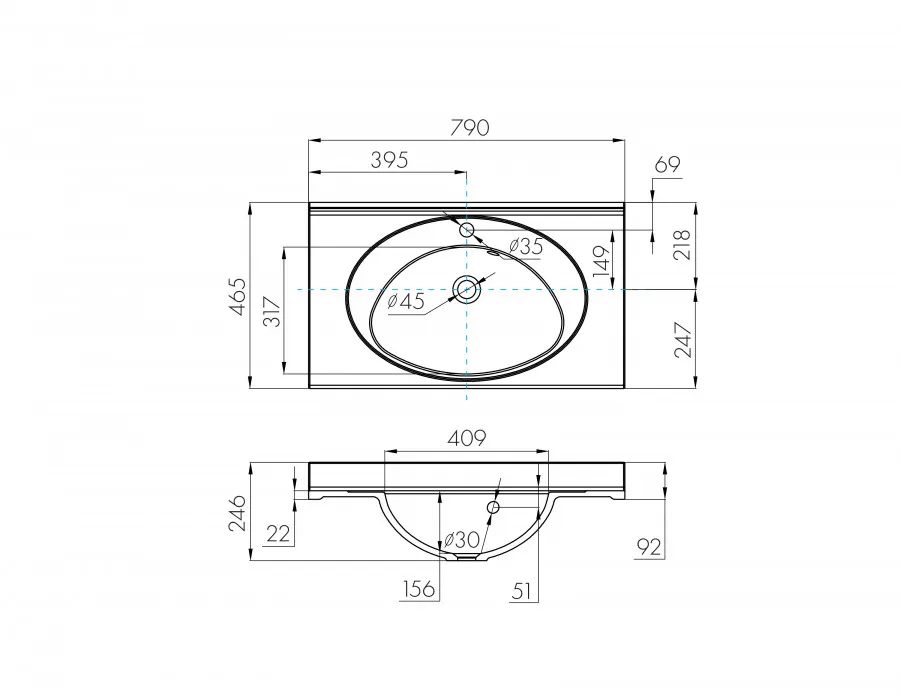 Товар: Раковина ОТЕЛЬ 3/800 с навесами 1A70063NOT010 - фото 3 Раковина ОТЕЛЬ 3/800 с навесами 1A70063NOT010 — фото 3, Раковины