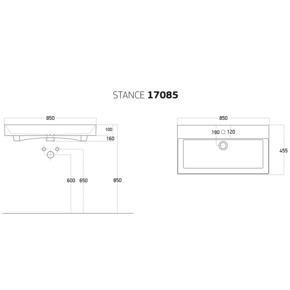 Умывальник STANCE 85, Dreja 17085-KL — фото 2, Раковины
