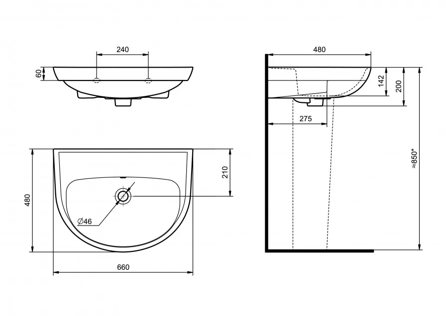 Товар: Умывальник "Прайм-65" (660х480) с отв. перел. и без отв под смес. SANTERI 131176S0001B0 - фото 4 Умывальник "Прайм-65" (660х480) с отв. перел. и без отв под смес. SANTERI 131176S0001B0 — фото 4, Раковины