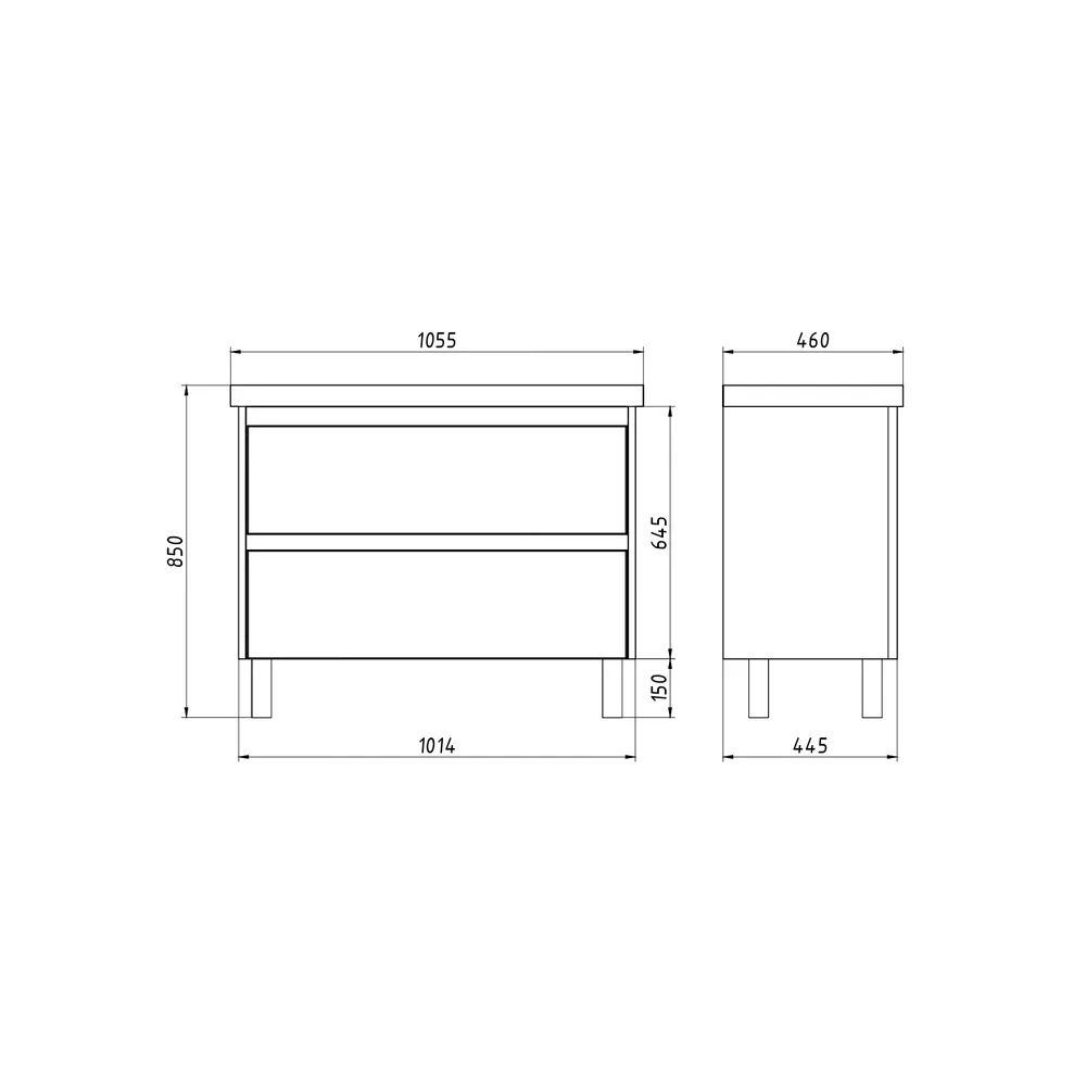 Тумба LUXURY PLUS, 105 см, подвесная/напольная, 2 ящик, серый базальт 99.2034 — фото 4, Тумбы под раковину