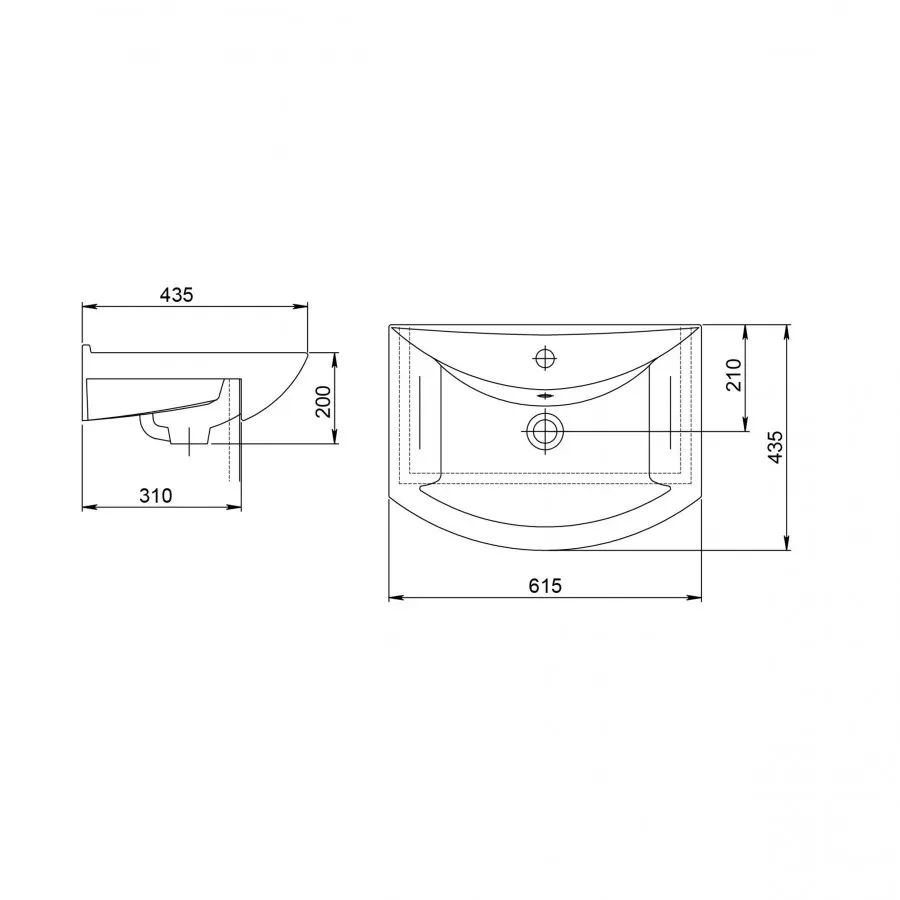 Умывальник мебельный "Грация" 60 см. с отв., 1 сорт SANTERI 131203S0011B0 — фото 9, Раковины