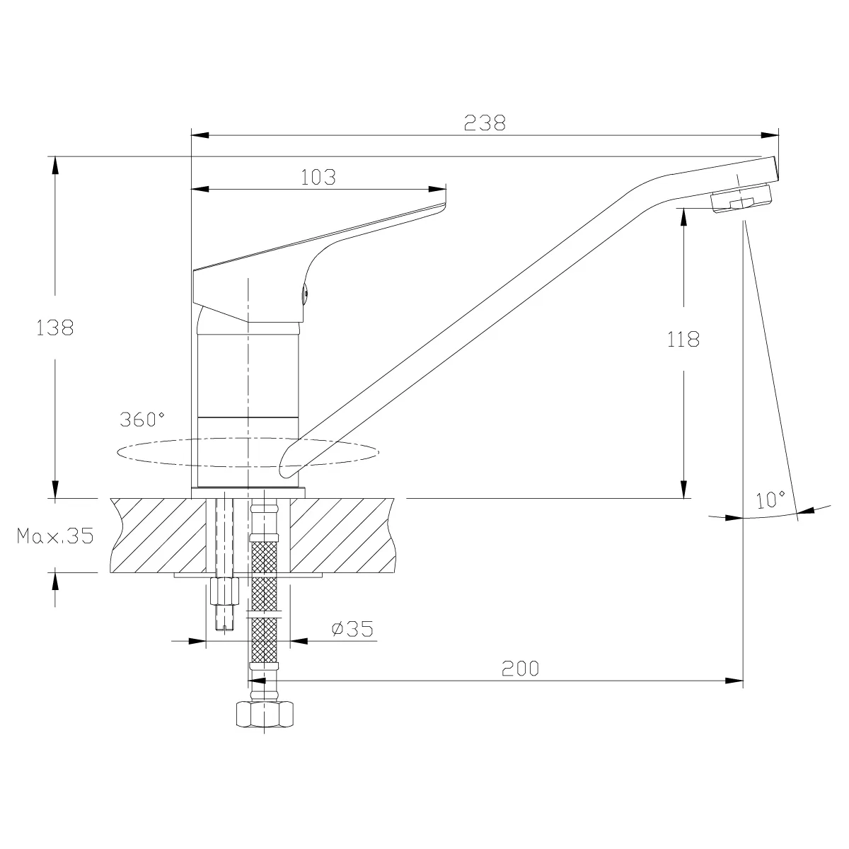 Товар: RS29 Смеситель для кухни, пов.излив 238мм, р/ОД, хром, ROS, RS29-21 - фото 3 RS29 Смеситель для кухни, пов.излив 238мм, р/ОД, хром, ROS, RS29-21 — фото 3, Смесители для кухни