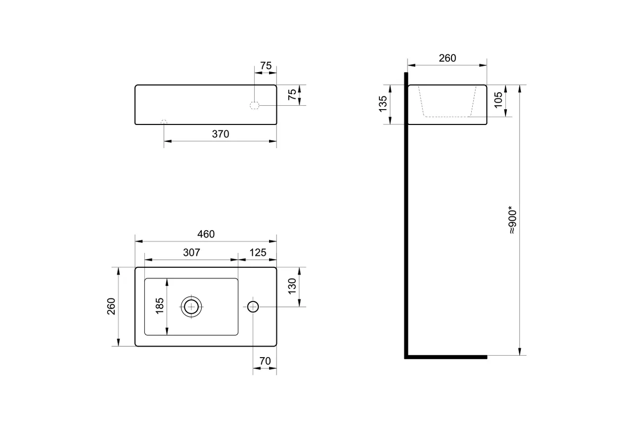 Раковина SANTEK Эрис 46 мебельная белый (WH301972) — фото 9, Раковины подвесные