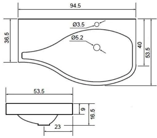 Раковина для тумбы Aquanet Сопрано 95 R НФ-00007880 — фото 6, Раковины