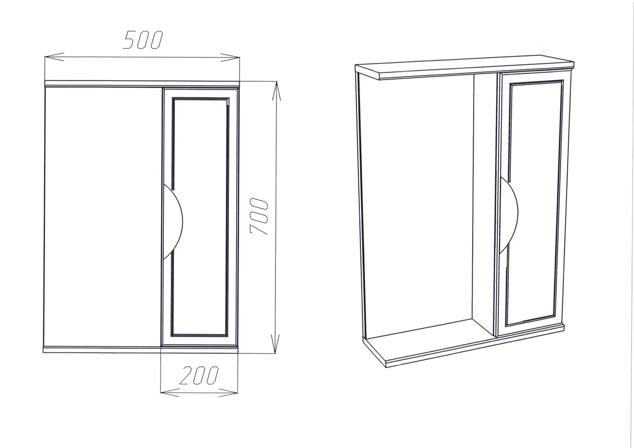 Товар: Зеркало со шкафом VIANT ЛИМА 50 подвесное белый (VLIM50-ZSH) - фото 5 Зеркало со шкафом VIANT ЛИМА 50 подвесное белый (VLIM50-ZSH) — фото 5, Зеркальные шкафы в ванную