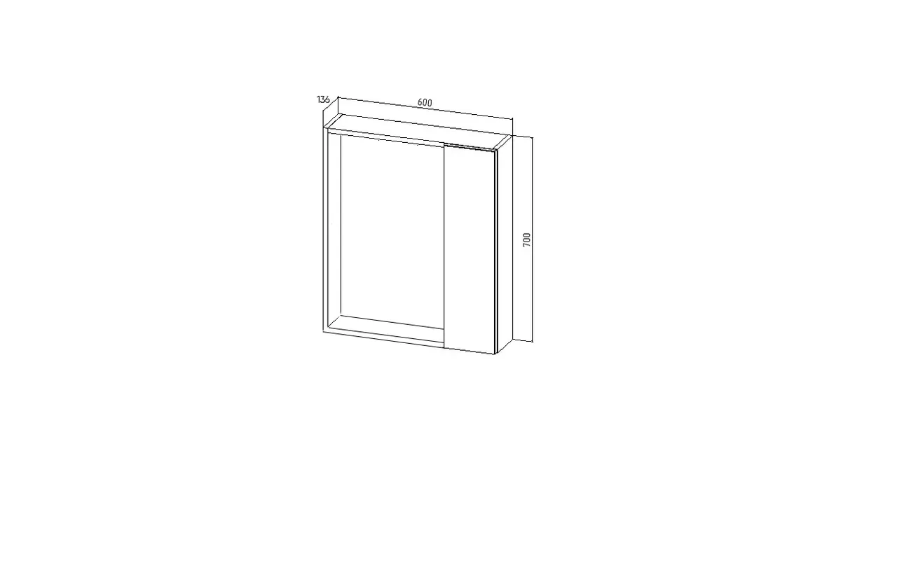 Зеркало со шкафом VIANT БЕРЛИН 60 подвесное цемент (VBER60C-ZSH) — фото 10, Зеркальные шкафы в ванную