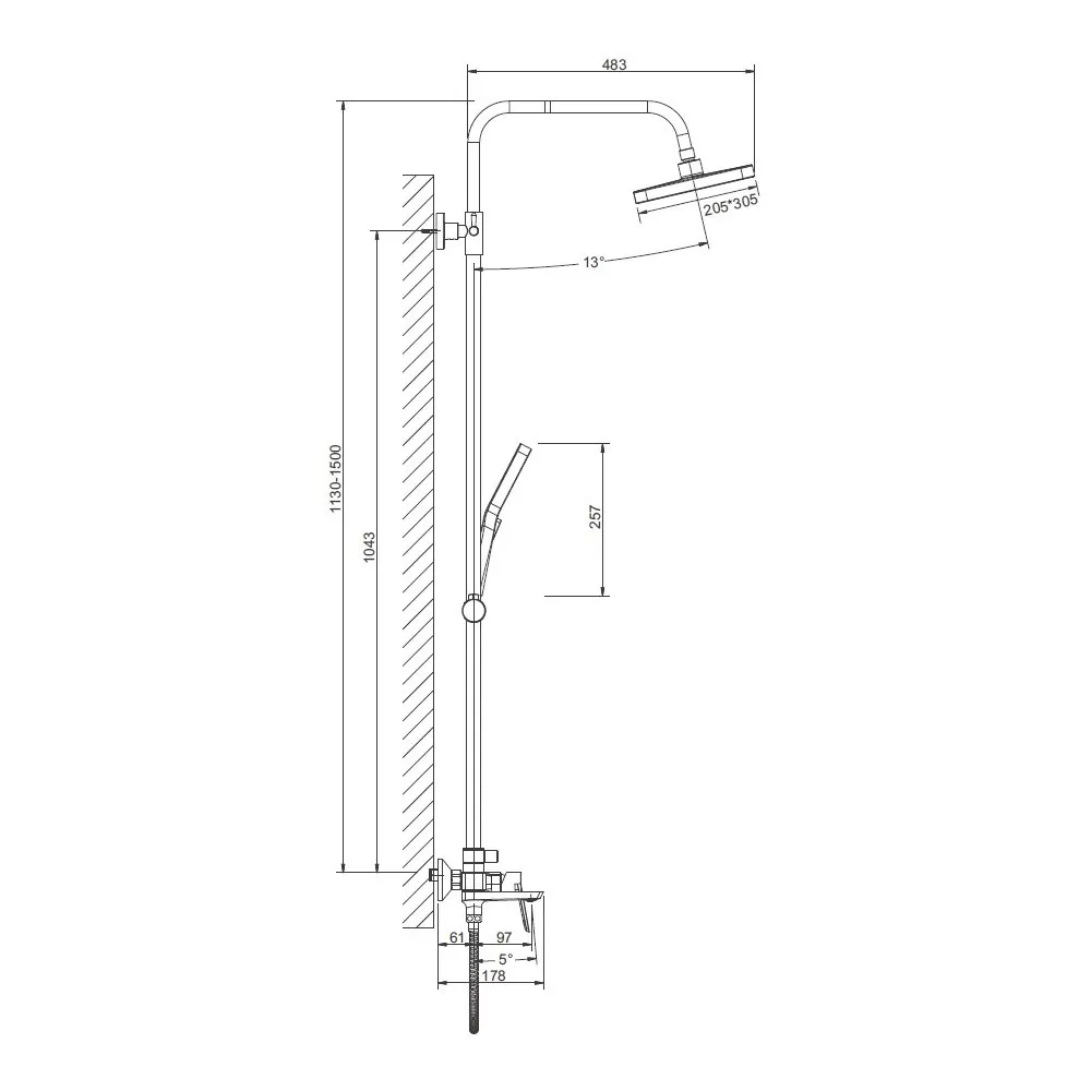 Товар: Душевая система BELZ B24715, хром - фото 1 Душевая система BELZ B24715, хром — фото 1, Душевые системы