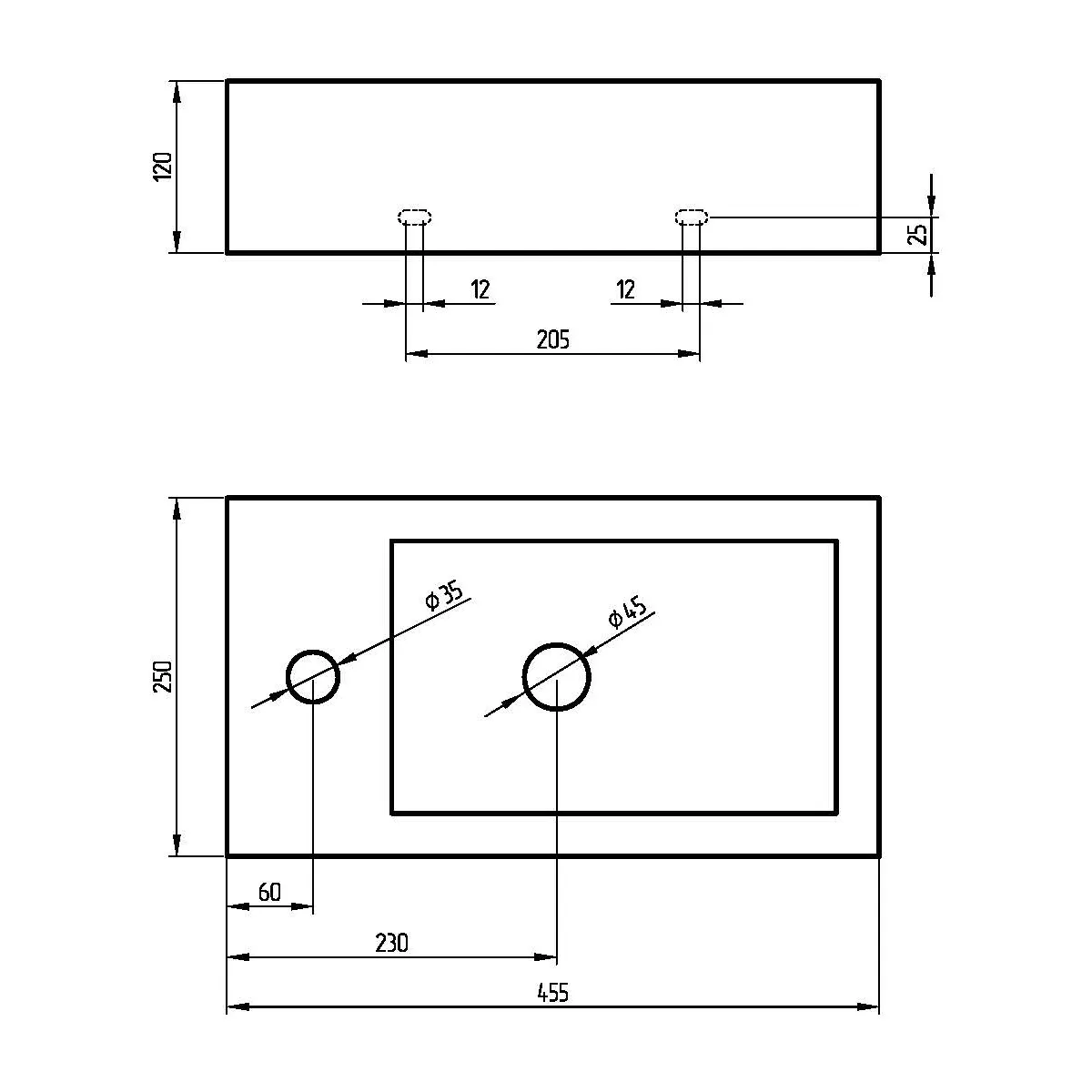 Раковина маленькая GS, 45x25x12 cm, отверстие слева. белая керамика 32266 — фото 17, Раковины