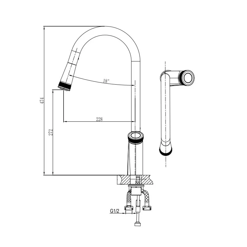 Смеситель для кухни D&K Bayern DA1482501, хром — фото 2, Смесители для кухни