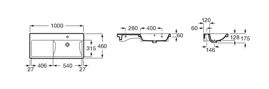 GAP PLUS Мебельная раковина 100, с увеличенной высотой бортика, правая 73270ME004 — фото 7, Раковины