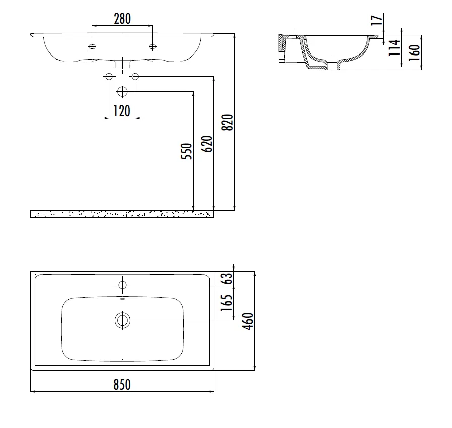 CREAVIT Раковина ER085-00CB00E-0000 — фото 2, Раковины подвесные