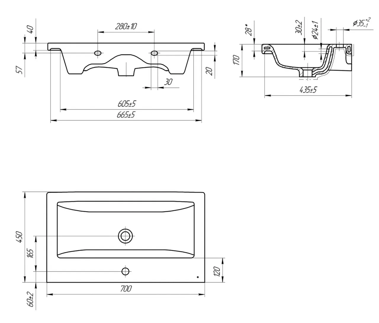 Умывальник мебельный COMO 70см / CERSANIT S-UM-COM70/1-w — фото 4, Раковины