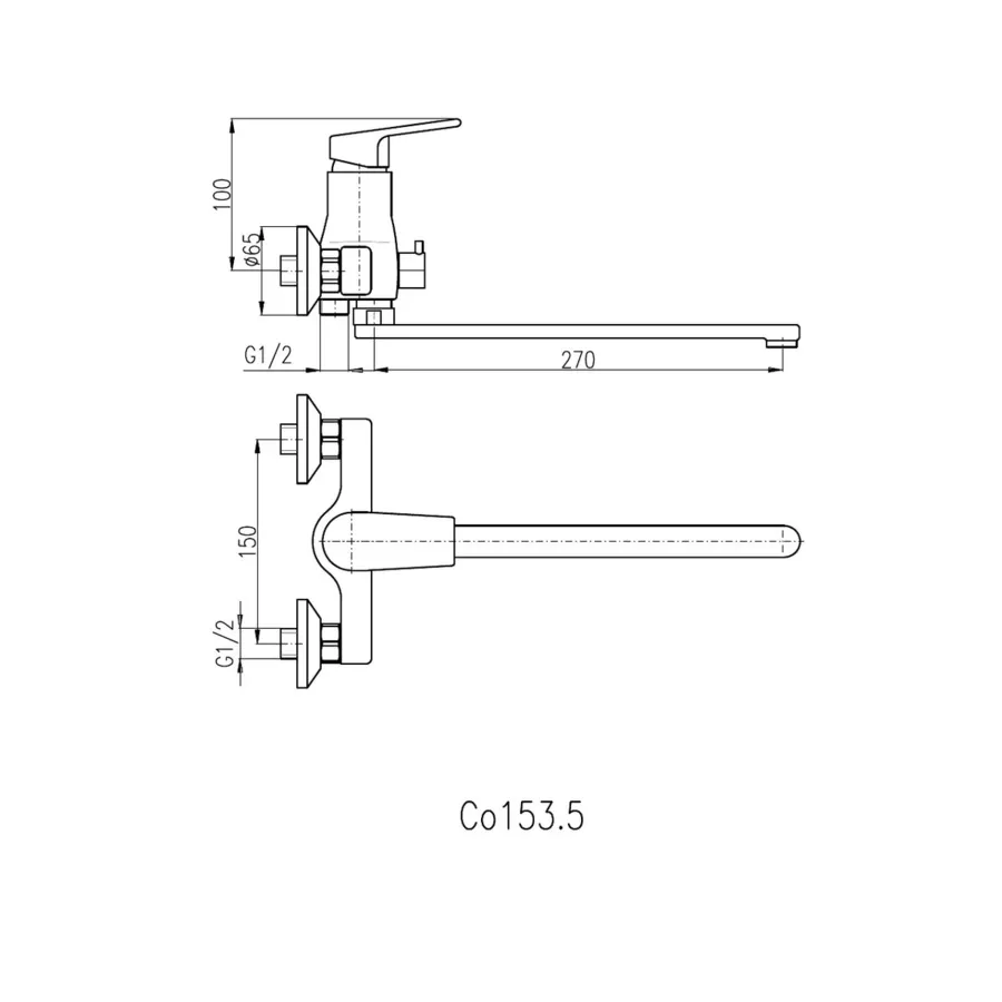 Смеситель Colorado для ванны/умывальника, черный матовый/хром, CO153.5CMATC — фото 2, Смеситель для ванны