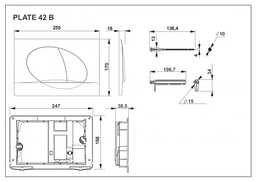 Товар: In-Wall Клавиша для инсталляции, двойная 42B, хром глянец. ROCA 78901140B1 - фото 2 In-Wall Клавиша для инсталляции, двойная 42B, хром глянец. ROCA 78901140B1 — фото 2, Инсталляции для унитазов