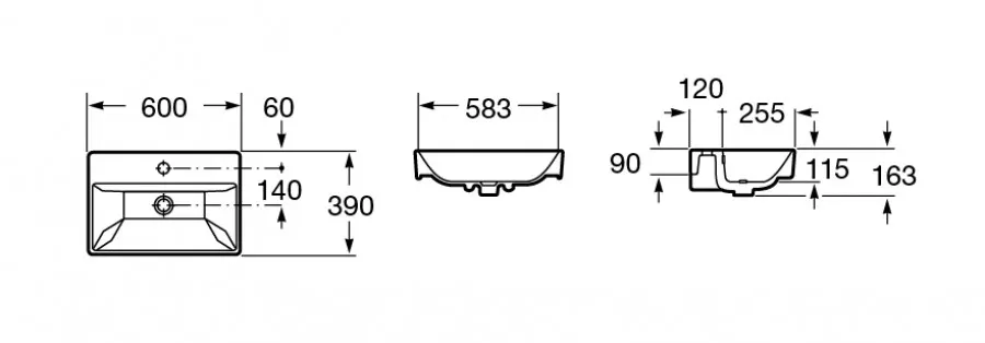OLETA Мебельная раковина 60, накладная, 1 отверстие 73274C400Y — фото 5, Раковины накладные