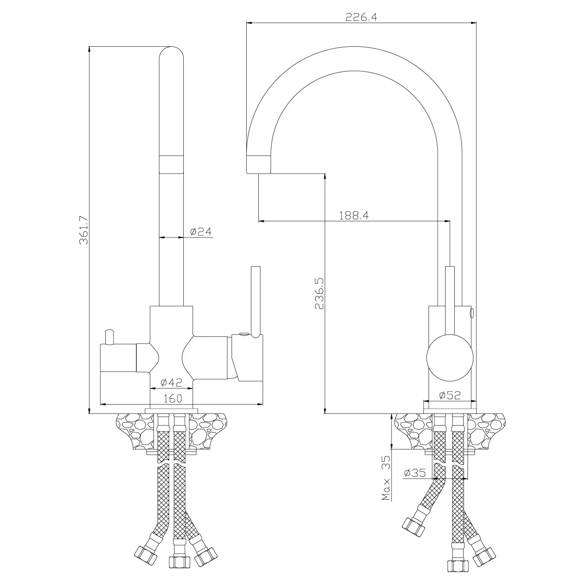 Товар: Z35 Смеситель для кухни, выс.пов.излив 194мм фильтр воды, р/ОД, хром, ROS, Z35-28 - фото 2 Z35 Смеситель для кухни, выс.пов.излив 194мм фильтр воды, р/ОД, хром, ROS, Z35-28 — фото 2, Смесители для кухни