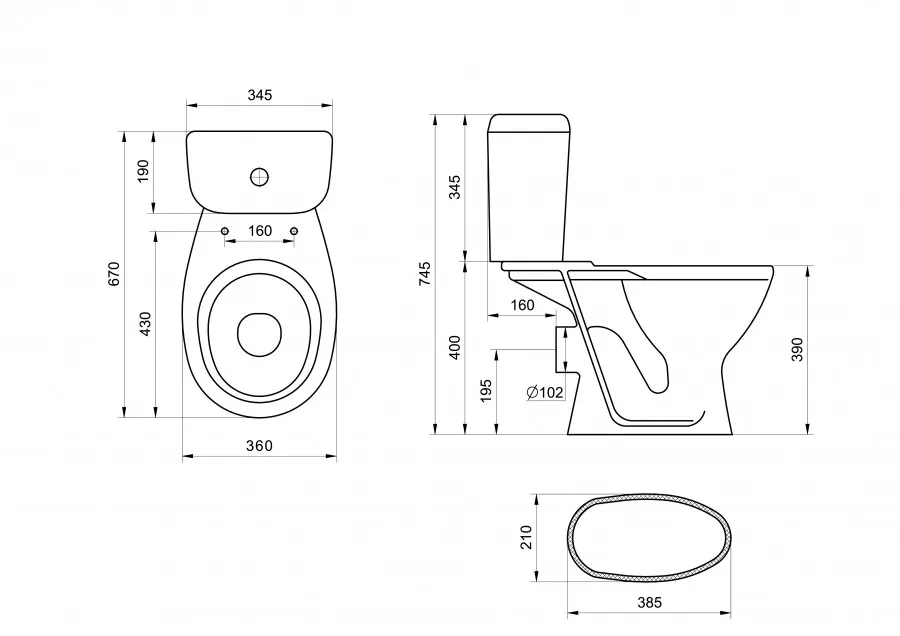 Товар: Унитаз-компакт "Pro" горизонтальный выпуск, с 1-режимной кнопочной арматурой и сиденьем полипропилен 1P2155S0000BF - фото 11 Унитаз-компакт "Pro" горизонтальный выпуск, с 1-режимной кнопочной арматурой и сиденьем полипропилен 1P2155S0000BF — фото 11, Напольные унитазы