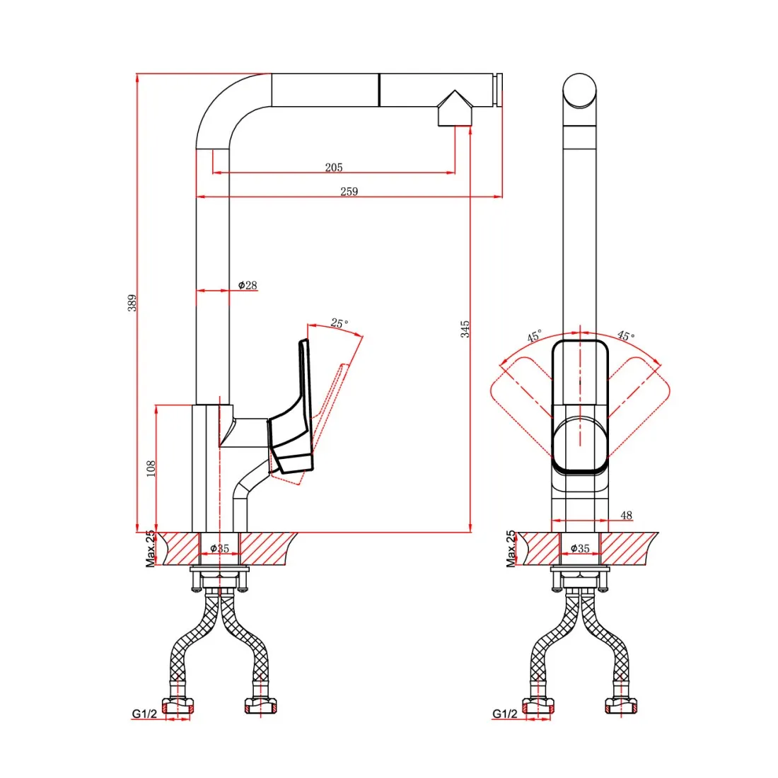 Товар: Смеситель для кухни D&K Berlin DA1432501, хром - фото 2 Смеситель для кухни D&K Berlin DA1432501, хром — фото 2, Смесители для кухни