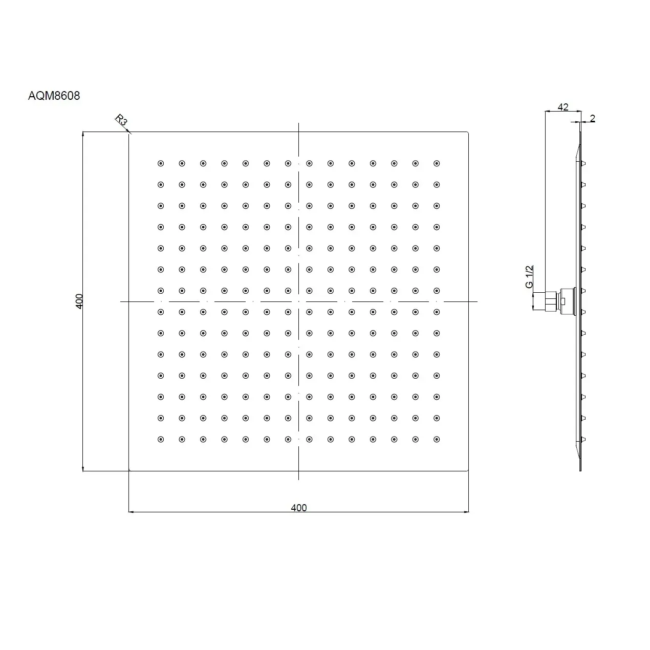 Товар: AQM8608MB Верхний душ 400х400мм, нерж. сталь, черный матовый - фото 1 AQM8608MB Верхний душ 400х400мм, нерж. сталь, черный матовый — фото 1, Верхние души