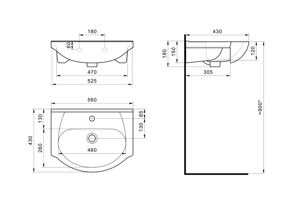 Раковина SANTEK Линда 55 мебельная белый (WH110156) — фото 8, Раковины подвесные