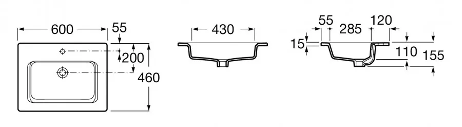 GAP Мебельная раковина 60, белая, ROCA 73279A8000 — фото 6, Раковины