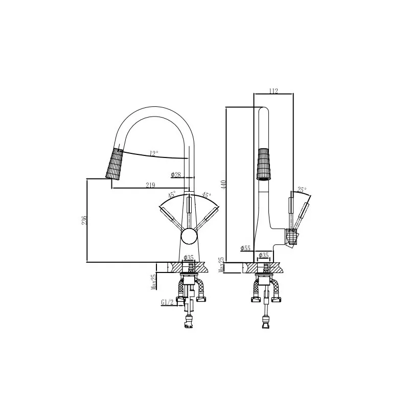 Смеситель для кухни D&K Rhein DA1462517A, черный/золото — фото 2, Смесители для кухни