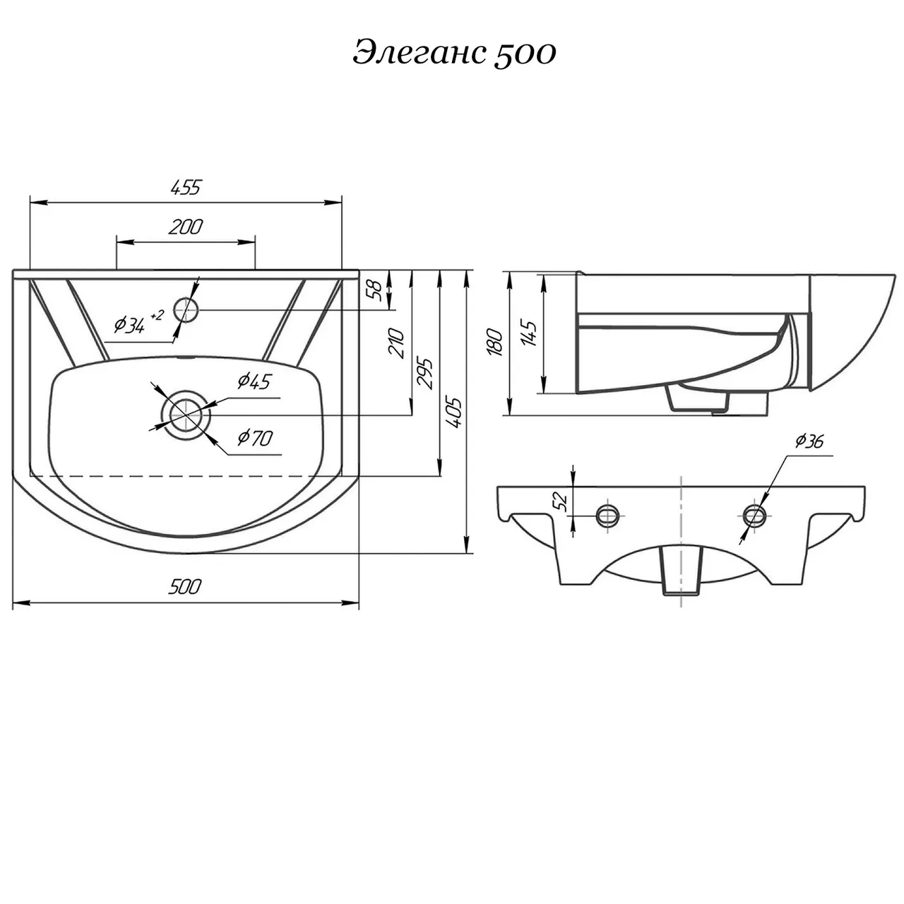 Товар: Умывальник мебельный ЭЛЕГАНС 50см / ROSA 4620008195766 - фото 3 Умывальник мебельный ЭЛЕГАНС 50см / ROSA 4620008195766 — фото 3, Раковины