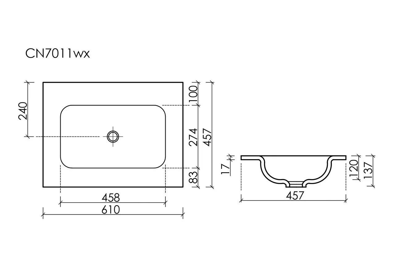 Раковина накладная мебельная Grace прямоугольная, без отверстия под смеситель, 610x457x137мм, цвет черный матовый, арт. CN7011MBwx — фото 3, Раковины накладные