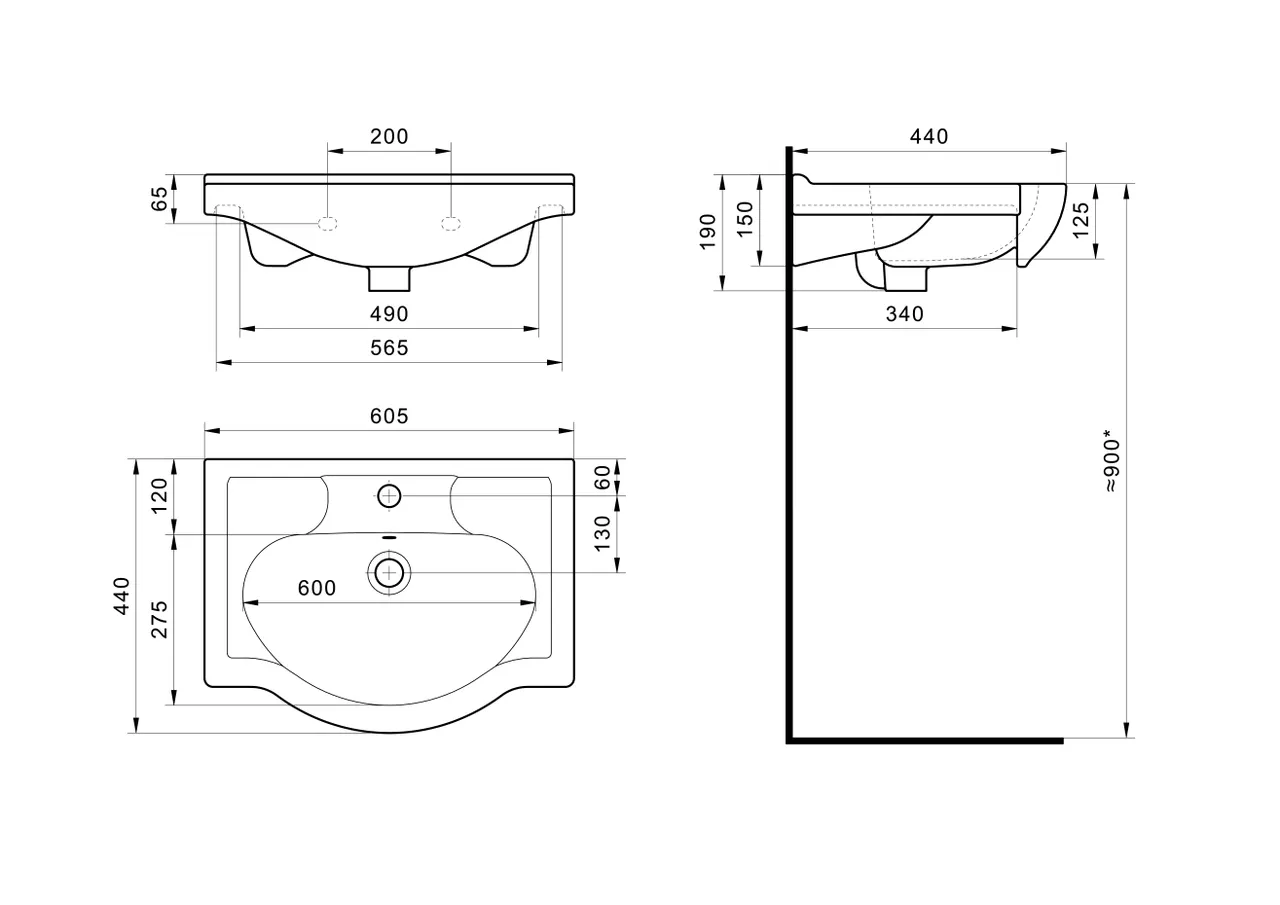 Раковина SANTEK Селигер 60 мебельная белый (WH110268) — фото 8, Раковины подвесные