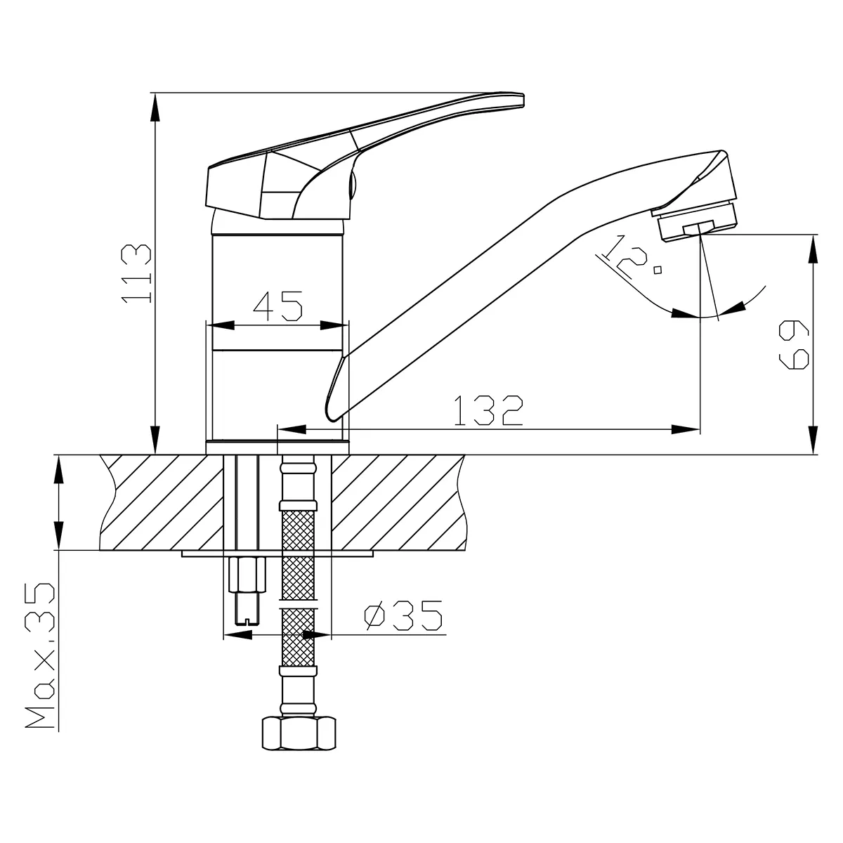 Товар: B35 Смеситель для умывальника,пов.излив 150мм, р/ОД, ROS, B35-22 - фото 2 B35 Смеситель для умывальника,пов.излив 150мм, р/ОД, ROS, B35-22 — фото 2, Смесители для раковины