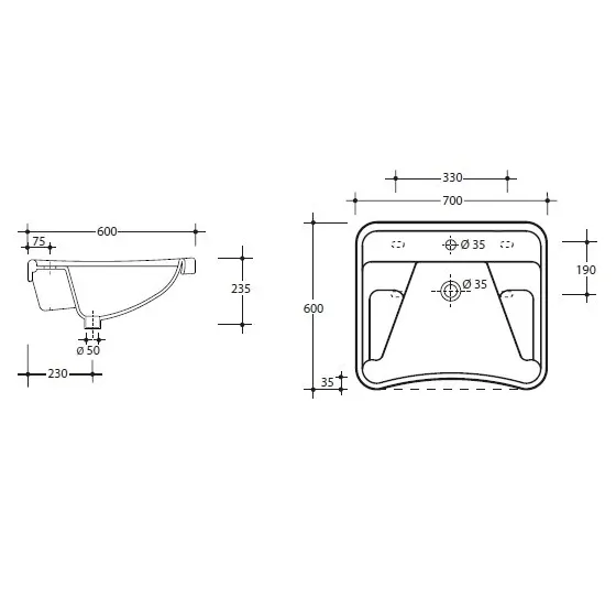 Товар: Раковина SIMAS SPECIALI подвесная для людей с инвалидностью с одним отверстием цвет белый EA401 - фото 2 Раковина SIMAS SPECIALI подвесная для людей с инвалидностью с одним отверстием цвет белый EA401 — фото 2, Раковины подвесные