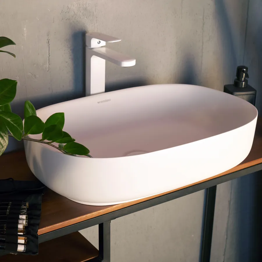 Раковина Conca 540 округлая, белый матовый, MonteBianco 12020 — фото 1, Раковины