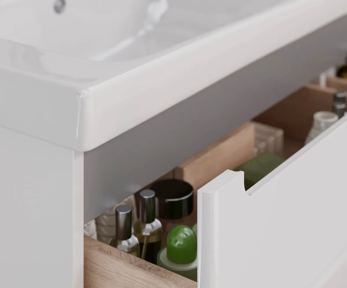 Товар: Тумба Lemark BUNO 125 см под 2 раковины, подвесная/напольная, 4 ящика, цвет планки: Серый, цвет корп LM04B125T - фото 3 Тумба Lemark BUNO 125 см под 2 раковины, подвесная/напольная, 4 ящика, цвет планки: Серый, цвет корп LM04B125T — фото 3, Тумбы под раковину