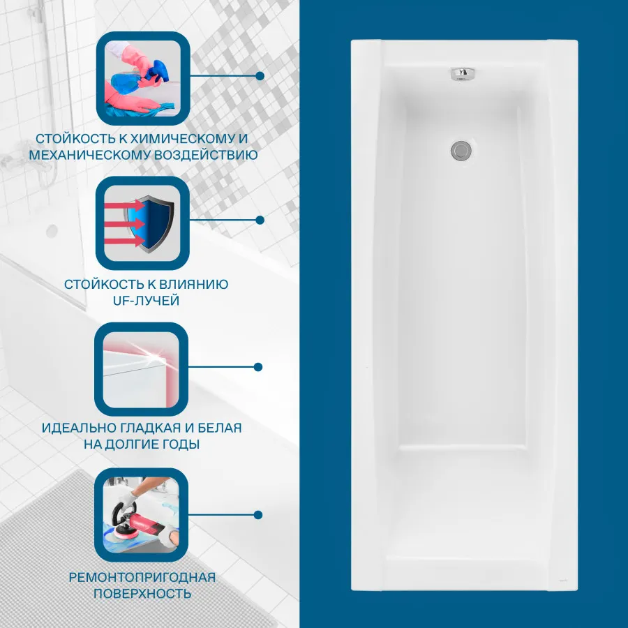 Товар: САНТОРИНИ Ванна акриловая 150х70 см., без монтажного комплекта, САНТЕК 1WH302497 - фото 9 САНТОРИНИ Ванна акриловая 150х70 см., без монтажного комплекта, САНТЕК 1WH302497 — фото 9, Акриловые ванны