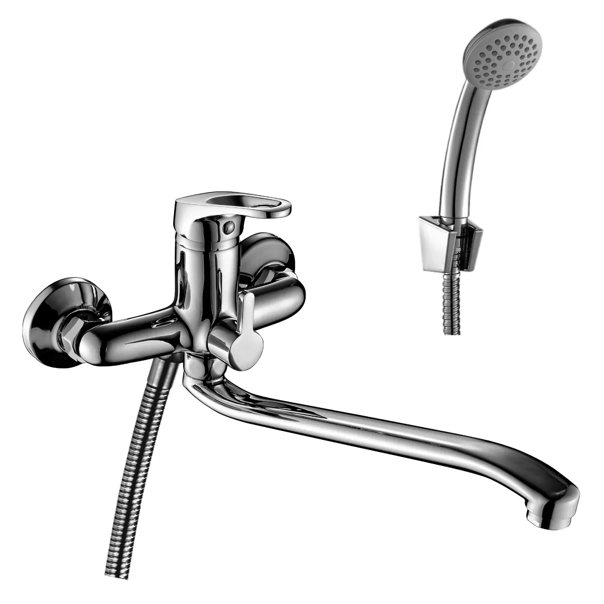 B35 Смеситель для ванны, S-обр.пов.излив 350мм, р/ОД, хром, ROS, B35-34 — фото 1, Смеситель для ванны