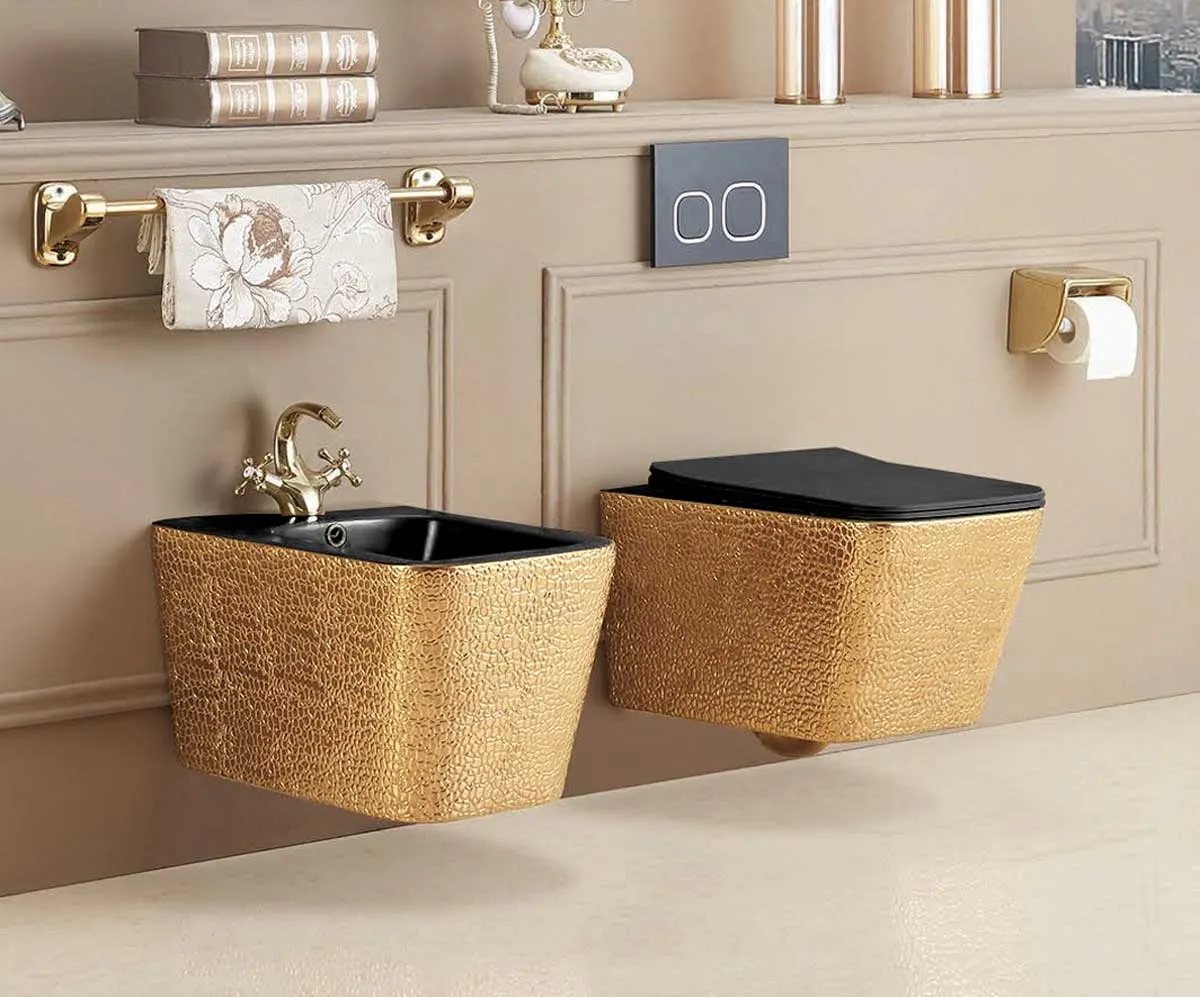 Товар: Подвесное биде Q-Line VB1-12G1B, цвет золото/черный - фото 1 Подвесное биде Q-Line VB1-12G1B, цвет золото/черный — фото 1, Биде подвесные