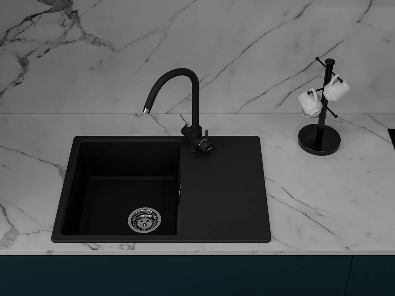 Товар: GRANFEST Мойка URBAN 668L 1-чаша+крыло 680*490мм черный арт.GF-UR- 668L черный - фото 2 GRANFEST Мойка URBAN 668L 1-чаша+крыло 680*490мм черный арт.GF-UR- 668L черный — фото 2, Кухонные мойки