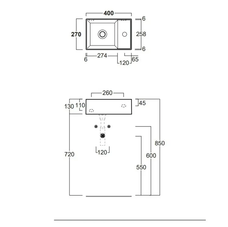 Раковина SIMAS AGILE подвесная или накладная с одним отверстием с полкой правой цвет белый AG40 — фото 2, Раковины накладные