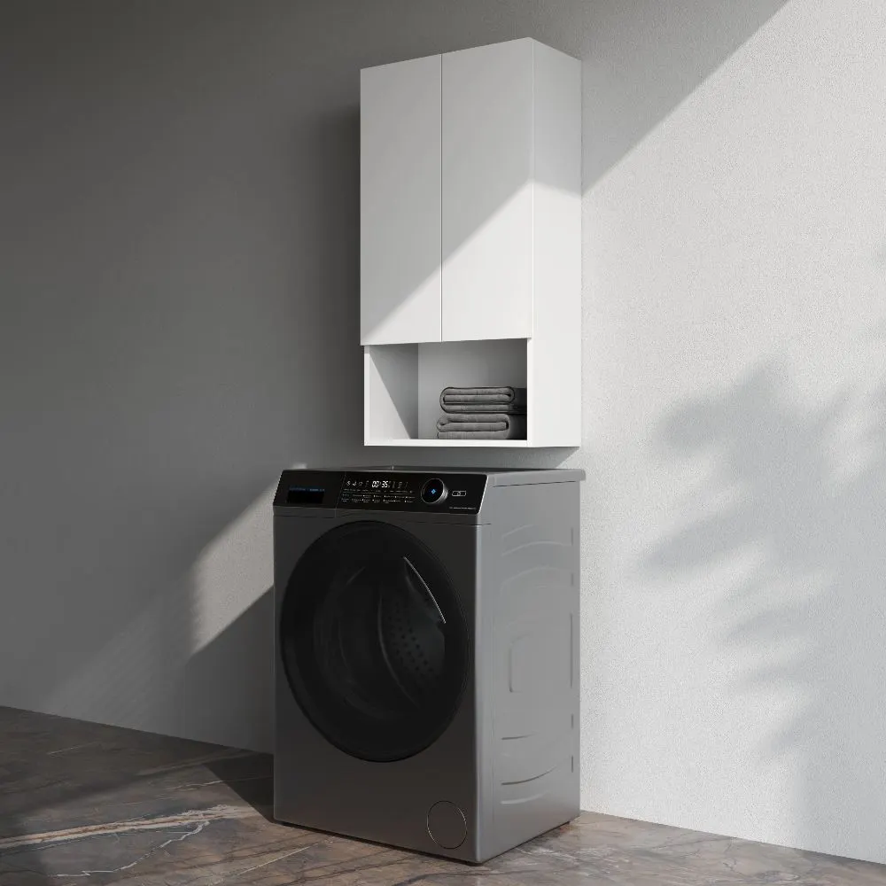 M85CHX05021WG X-Joy, Шкаф навесной с дверками и открытой полкой, 50 см, белый глянец — фото 1, Шкафы для ванной