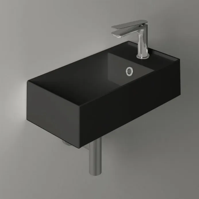 Товар: Раковина SIMAS AGILE подвесная или накладная с одним отверстием с полкой правой цвет черный AG50.NE - фото 2 Раковина SIMAS AGILE подвесная или накладная с одним отверстием с полкой правой цвет черный AG50.NE — фото 2, Раковины накладные