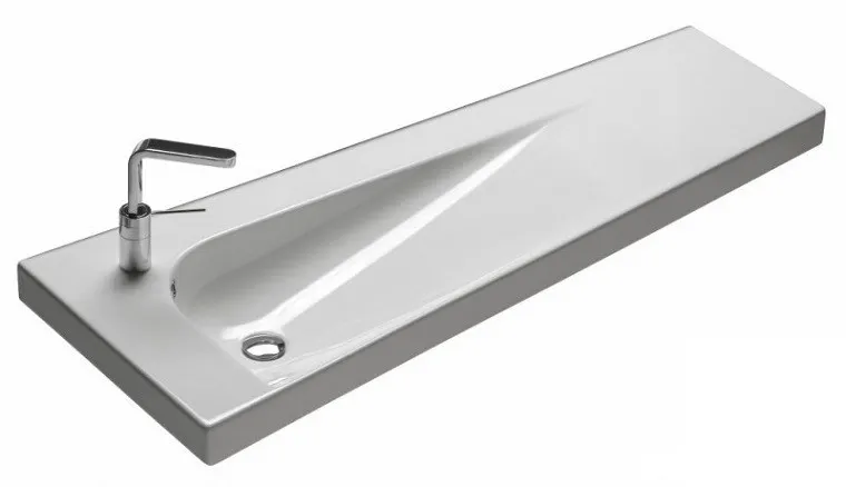 Товар: Раковина HATRIA GRANDANGOLO YXF501 подвесная или на тумбу с одним отверстием с переливом цвет белый - фото 1 Раковина HATRIA GRANDANGOLO YXF501 подвесная или на тумбу с одним отверстием с переливом цвет белый — фото 1, Раковины