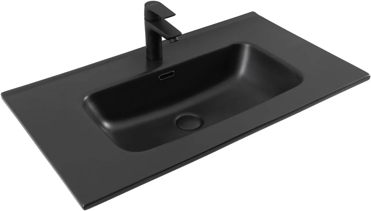 Товар: Раковина Aquanet Flat 80 черная матовая 00329255 - фото 1 Раковина Aquanet Flat 80 черная матовая 00329255 — фото 1, Раковины
