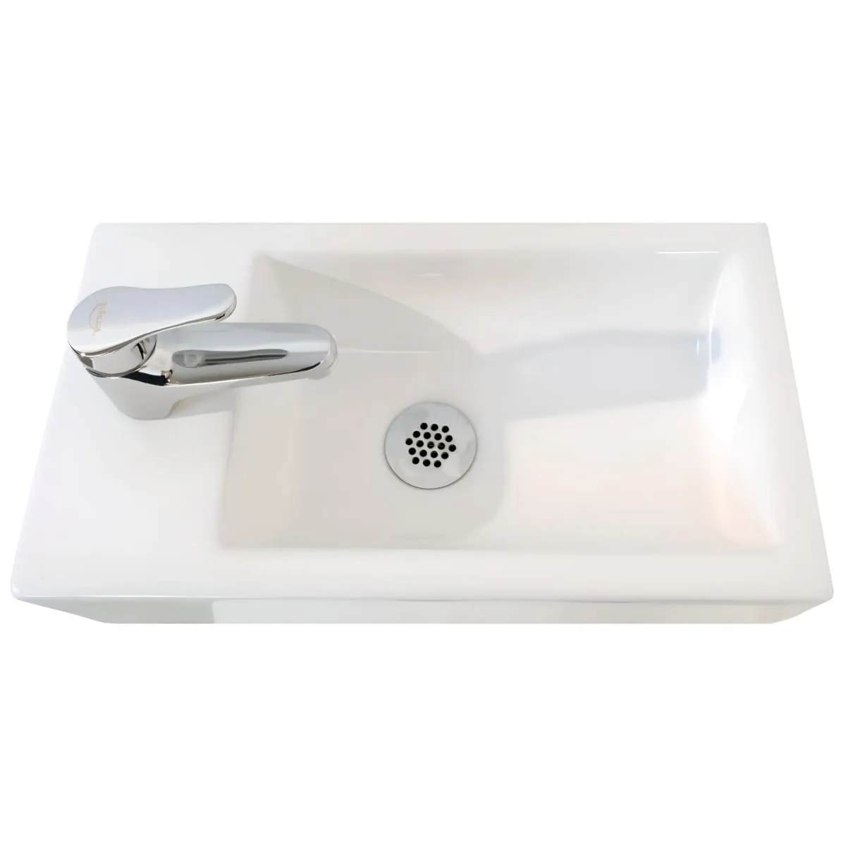 Раковина маленькая GS, 45x25x12 cm, отверстие слева. белая керамика 32266 — фото 11, Раковины