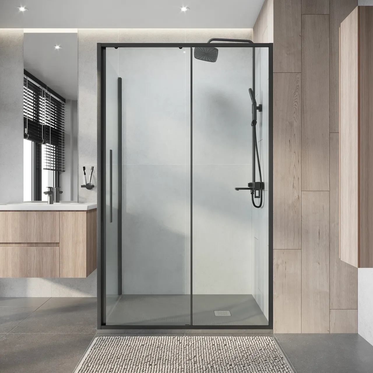 Товар: Душевое ограждение Niagara Nova NG-34-12AGR-A90GR-34 (120х90х195) прямоугольник,раздвижная,графит,стекло прозрачное,2 места - фото 4 Душевое ограждение Niagara Nova NG-34-12AGR-A90GR-34 (120х90х195) прямоугольник,раздвижная,графит,стекло прозрачное,2 места — фото 4, Душевые уголки