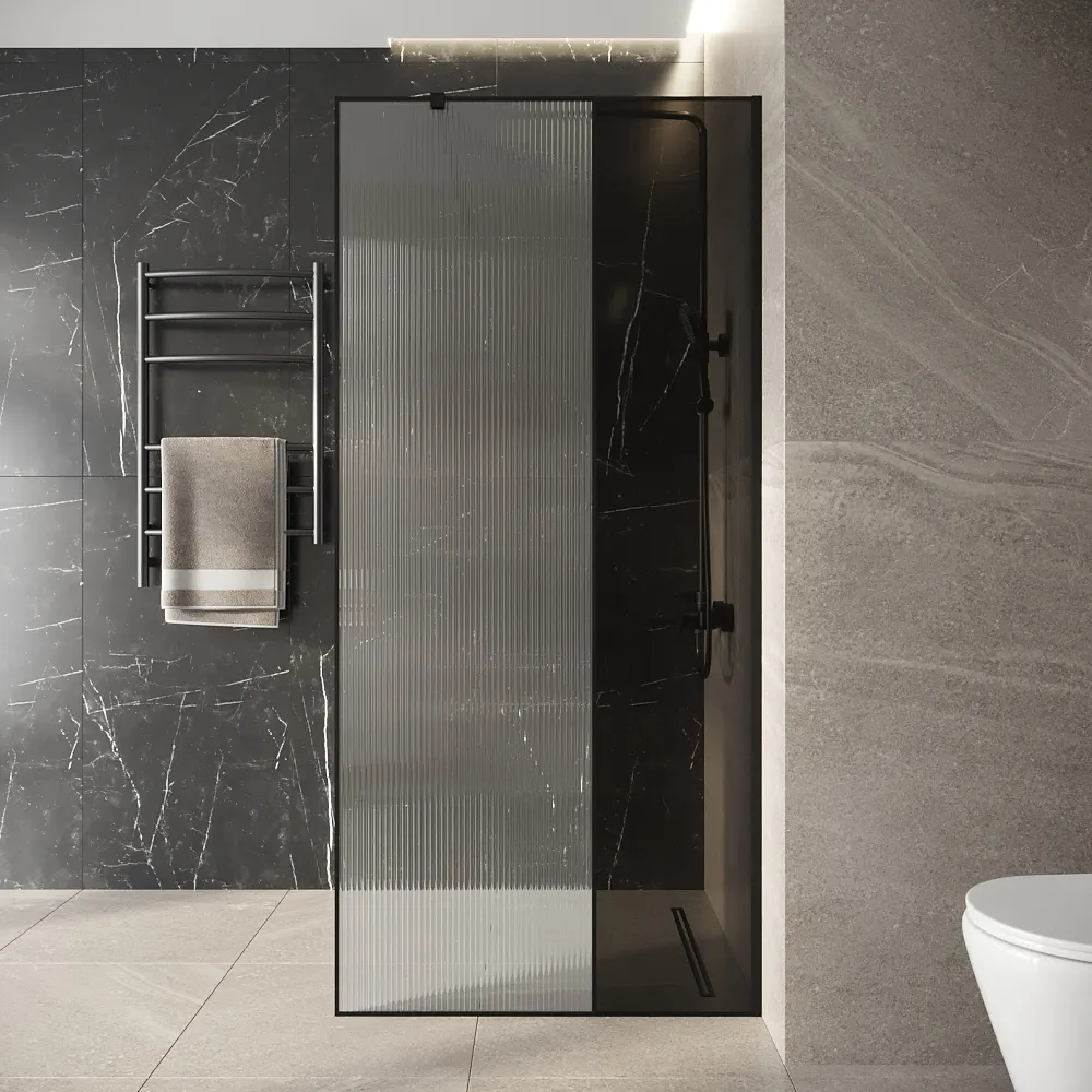 Товар: Душевая перегородка Niagara Nova NG-481-10FBLACK (100х200) черный матовый,стекло рифленое/тонированное,1 место - фото 3 Душевая перегородка Niagara Nova NG-481-10FBLACK (100х200) черный матовый,стекло рифленое/тонированное,1 место — фото 3, Душевые перегородки