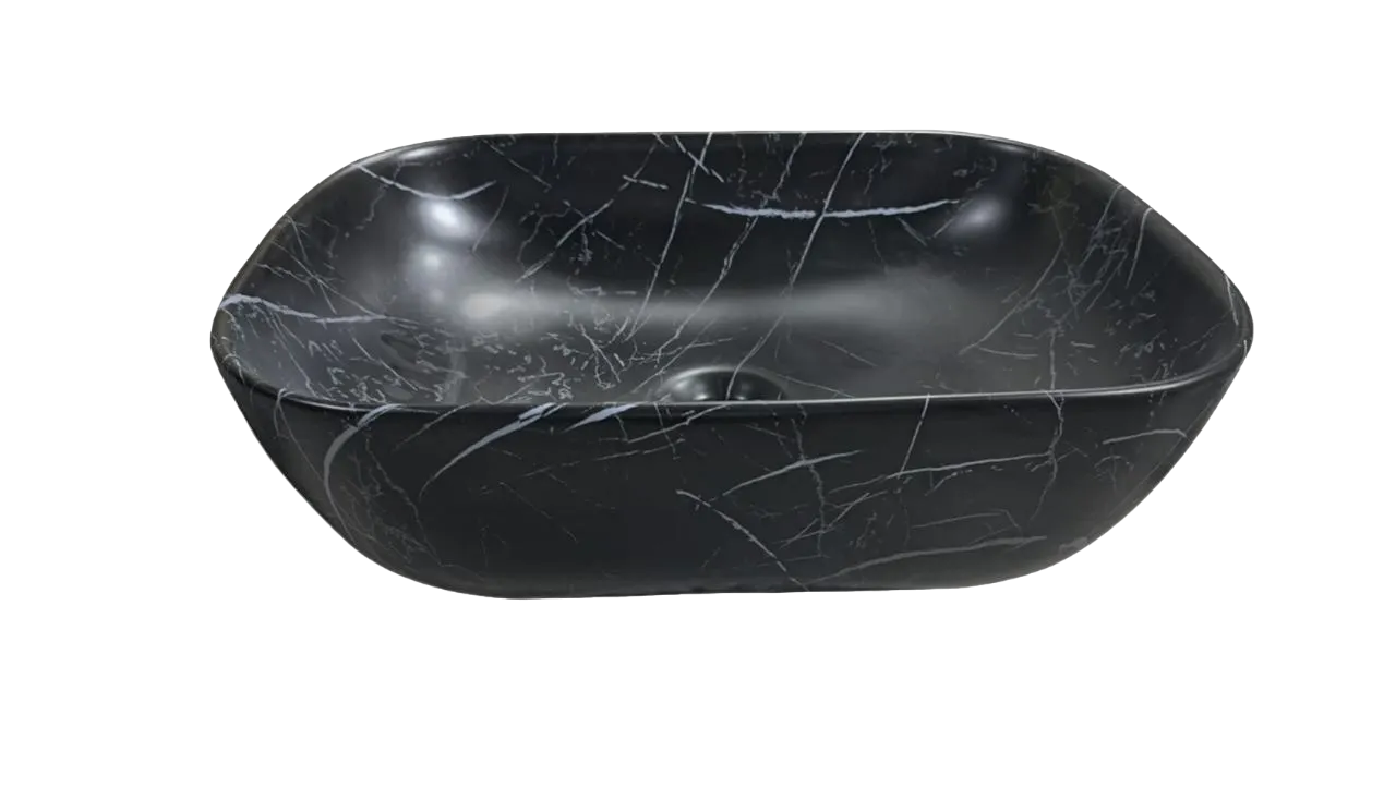 Раковина CR8217MMB накладная, мрамор матовый черный, прямоугольная 500х395х145 Ceruttispa — фото 1, Раковины накладные