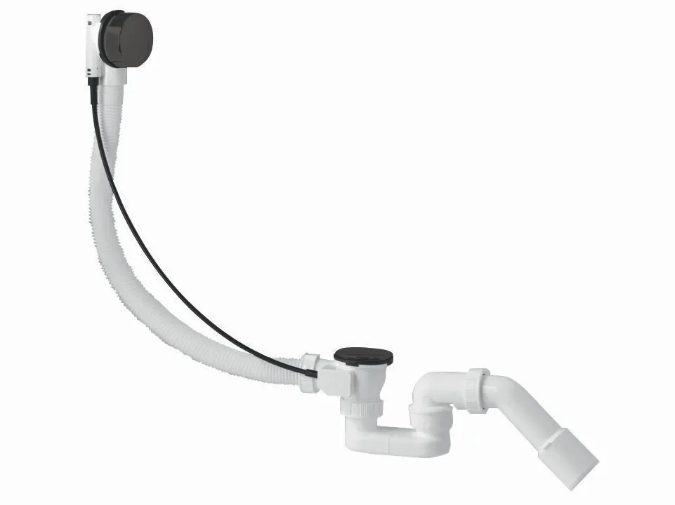 EVSB141 Слив-перелив для ванны черный (полуавтомат) PLASTBRNO — фото 1, Сливы-переливы